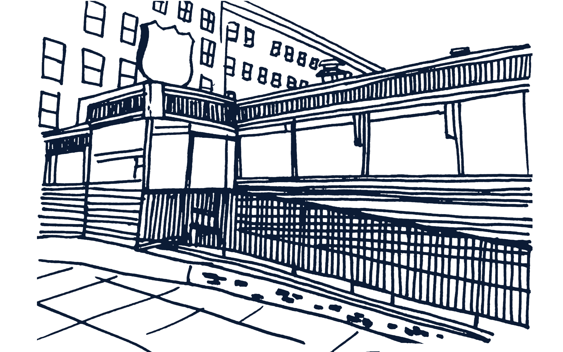 Illustration of the chrome-clad Wythe Diner that stood on the corner